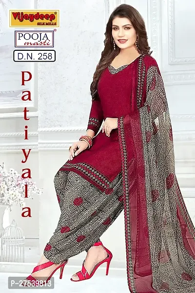 Classic Synthetic Printed Dress Material with Dupatta-thumb2