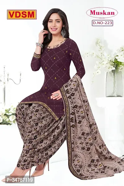 Elegant Crepe Printed Dress Material with Dupatta For Women-thumb0