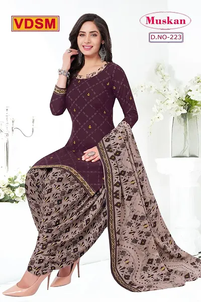 Unstitched Blend Salwar Suit Material Floral Print, Printed, Geometric Print