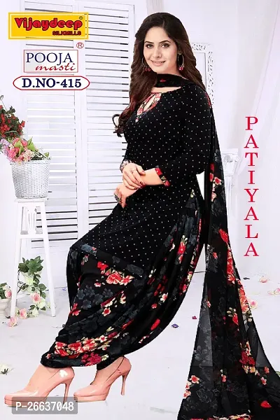 Classic Crepe Printed Dress Material with Dupatta for Women
