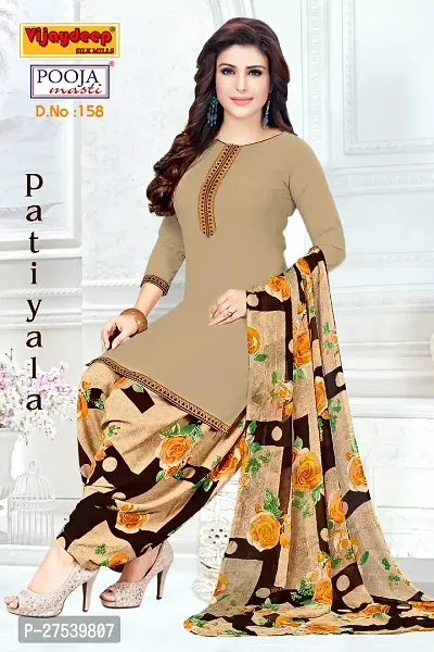 Classic Synthetic Printed Dress Material with Dupatta-thumb2