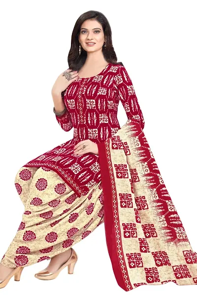 Classic Crepe Dress Material with Dupatta for Women