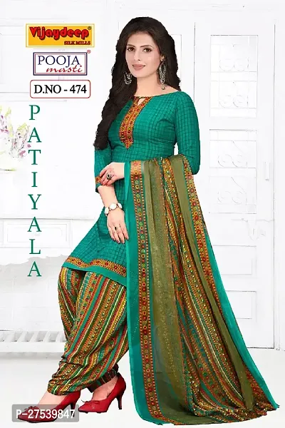 Classic Synthetic Printed Dress Material with Dupatta-thumb2