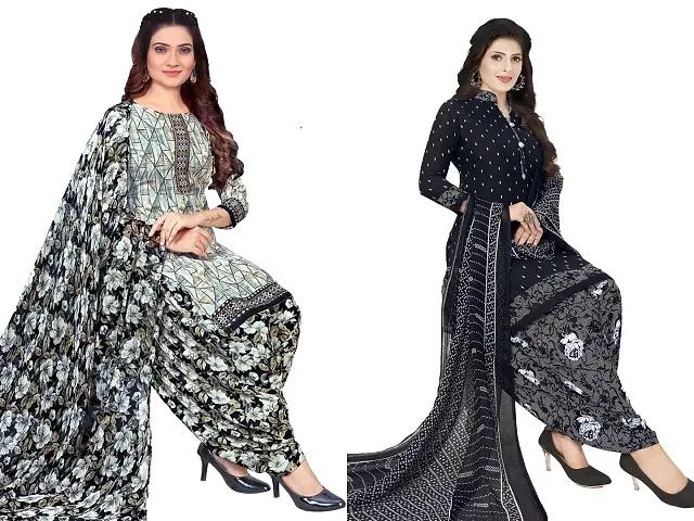 Stylish Art Silk Printed Unstitched Suits - Pack Of 2