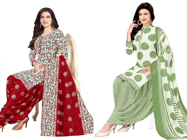 Stylish Art Silk Printed Unstitched Suits - Pack Of 2