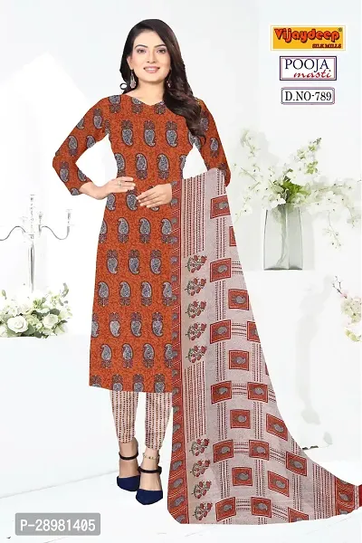 Elegant Brown Crepe Dress Material With Dupatta For Women