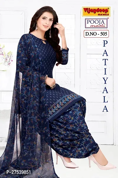 Classic Synthetic Printed Dress Material with Dupatta-thumb2