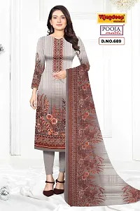 Classic Synthetic Printed Dress Material with Dupatta-thumb1