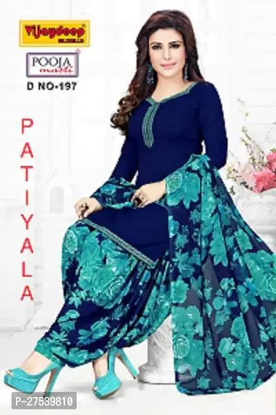 Classic Synthetic Printed Dress Material with Dupatta-thumb2