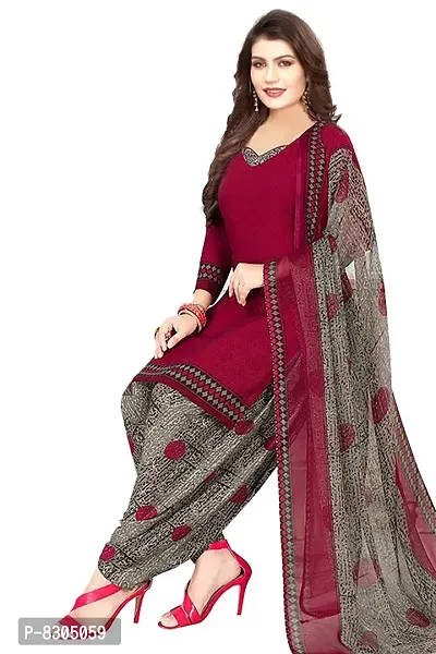 Classic Synthetic Printed Dress Material with Dupatta