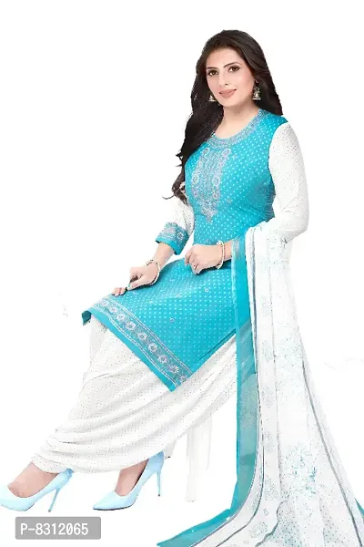 Classic Synthetic Printed Dress Material with Dupatta-thumb0