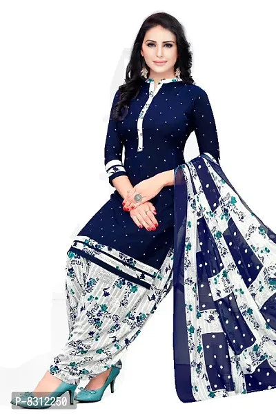 Classic Synthetic Printed Dress Material with Dupatta