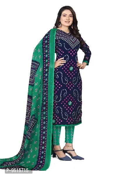 Classic Synthetic Printed Dress Material with Dupatta for Women