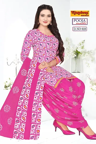 Stylish Art Silk Printed Unstitched Suit