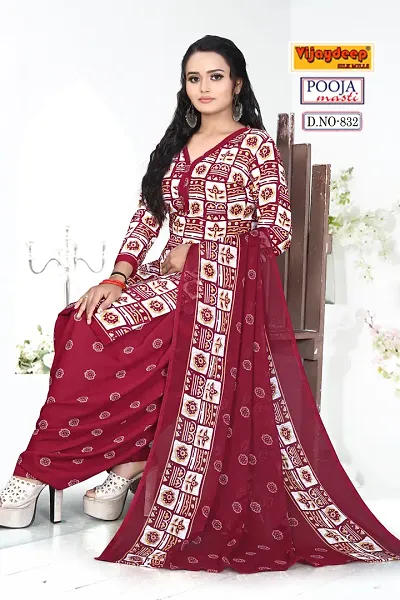 Stylish Art Silk Printed Unstitched Suit