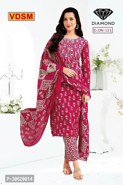 Stylish Art Silk Printed Unstitched Salwar Suit Material-thumb0