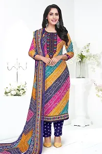 Printed Unstitched layon crepe Salwar Suit Material-thumb4