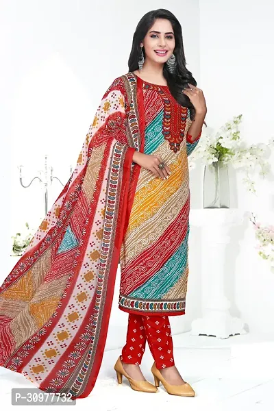 Printed Unstitched layon crepe Salwar Suit Material-thumb4