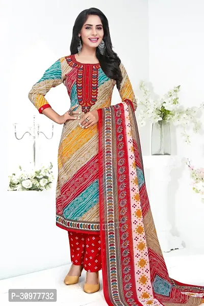 Printed Unstitched layon crepe Salwar Suit Material-thumb5