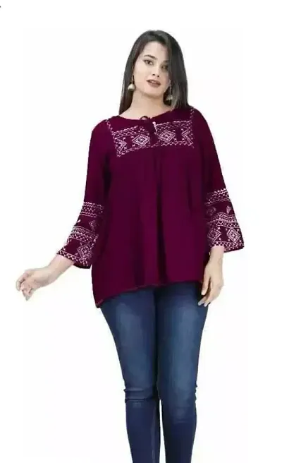 Rayon Embroidered Tops