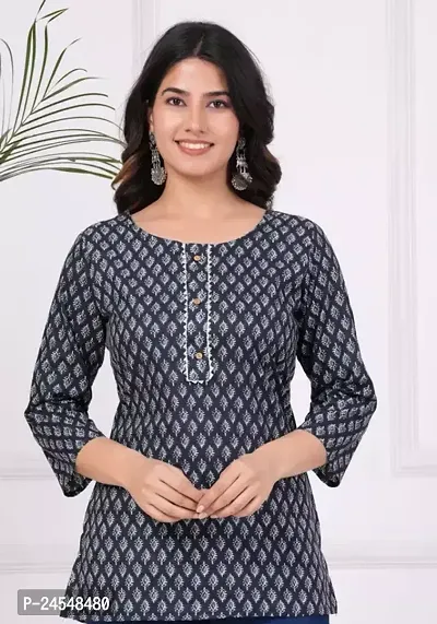 Elegant Blue Rayon Self Design Tunic For Women