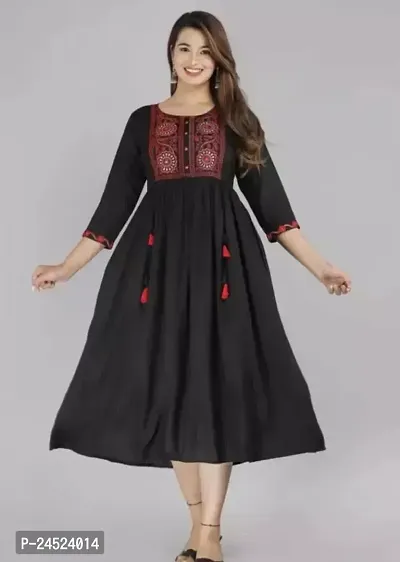 Stylish Solid Rayon Kurta For Women-thumb0