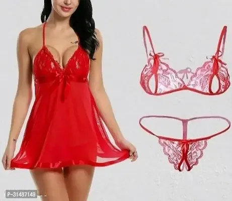 Stylish Red Net Transparent Dolls For Women-thumb0