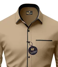 Reliable Brown Cotton Solid Long Sleeves Casual Shirts For Men-thumb1