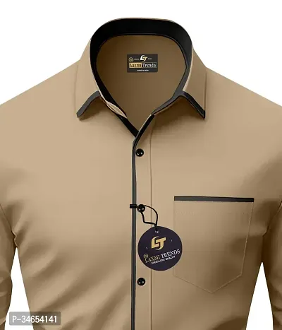 Reliable Brown Cotton Solid Long Sleeves Casual Shirts For Men-thumb2