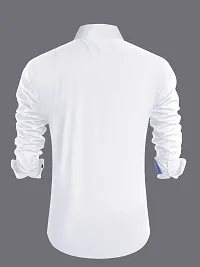 Reliable White Cotton Solid Long Sleeves Casual Shirts For Men-thumb1