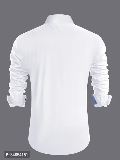 Reliable White Cotton Solid Long Sleeves Casual Shirts For Men-thumb2