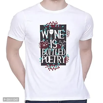 Reliable White Cotton Blend Printed Round Neck T-Shirt For Men