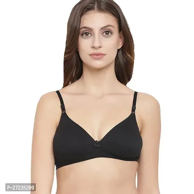 Stylish Black Cotton Blend Solid Bras For Women-thumb0