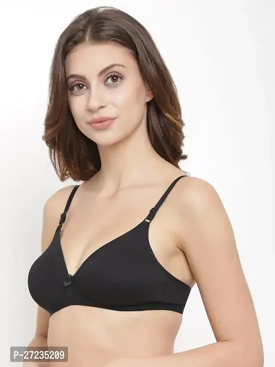 Stylish Black Cotton Blend Solid Bras For Women-thumb2