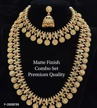 Stylish Golden Alloy American Diamond Jewellery Set For Women