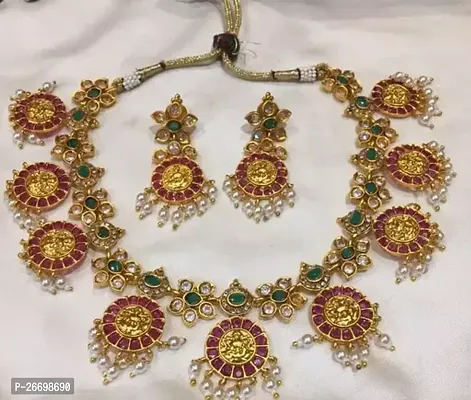 Stylish Golden Brass Agate Jewellery Set For Women