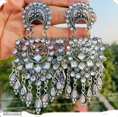 Stylish Silver Stone Earrings For Women