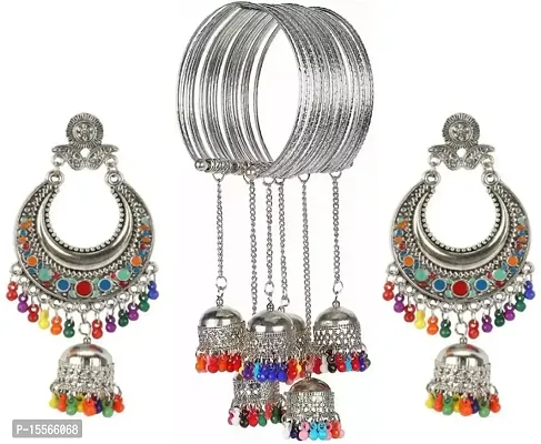 Trendy Women Oxidised Silver Sterling Silver Multicolor Jewellery Set (Pack of 1)-thumb0