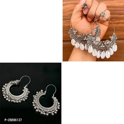 Stylish Multicoloured Alloy Earrings For Women Combo Of 2