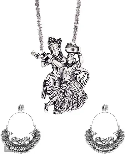 Elegant Oxidised Silver Jewellery Set For Women and Girls