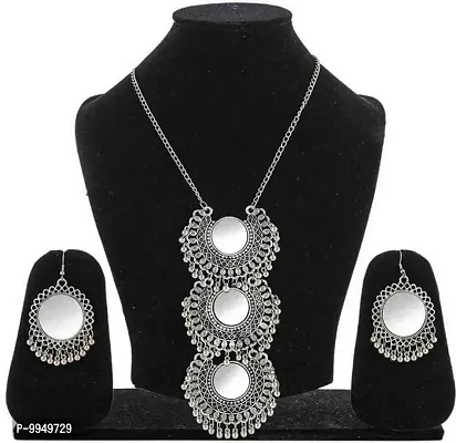 Elegant Oxidised Silver Jewellery Set For Women and Girls