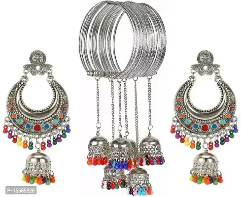 Trendy Women Alloy Sterling Silver Multicolor Jewellery Set (Pack of 1)