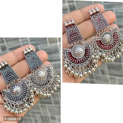 Stylish Multicoloured Alloy Earrings For Women Combo Of 2