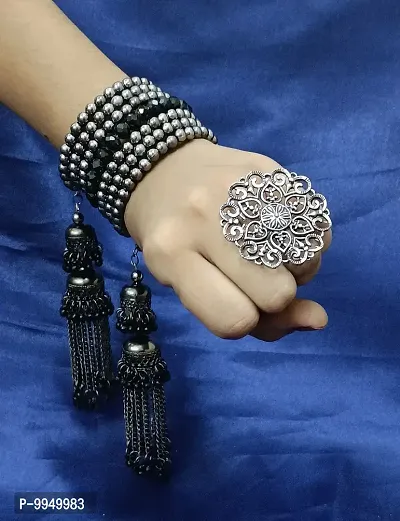 Elegant Oxidised Silver Jewellery Set For Women and Girls-thumb2