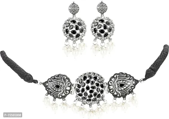 Trendy Women Alloy Platinum Black Jewellery Set (Pack of 2)-thumb0