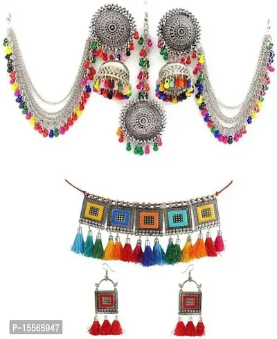 Trendy Women Alloy Silver Multicolor Jewellery Set (Pack of 1)