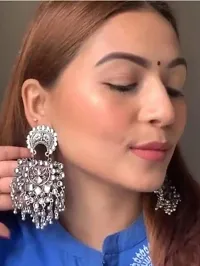 Stylish Silver Stone Earrings For Women-thumb1