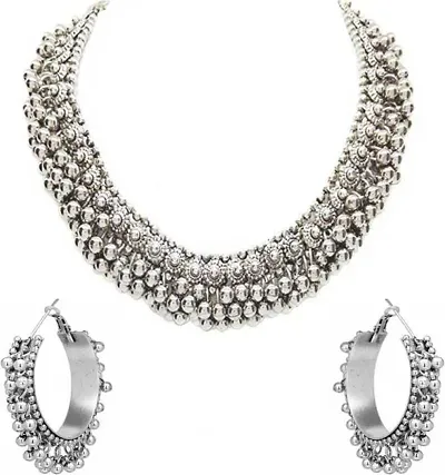 Designer Style Silver Alloy Jewellery Set