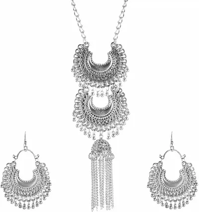 Enchante Oxidized Necklace Set With Earrings