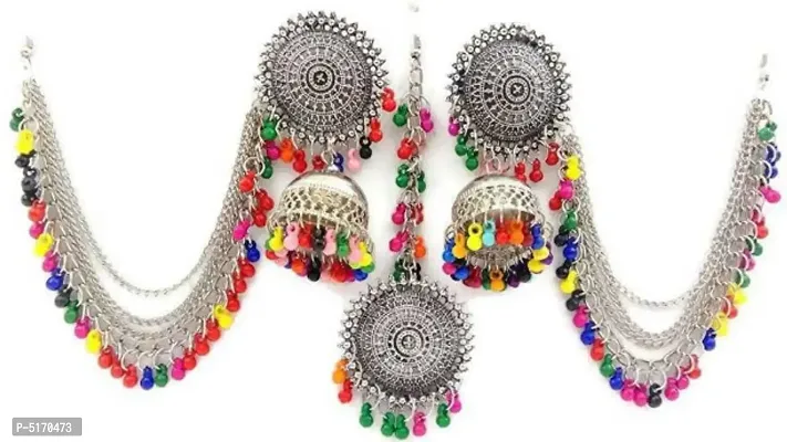 Beautiful Alloy Beads Earrings with Maang Tikka